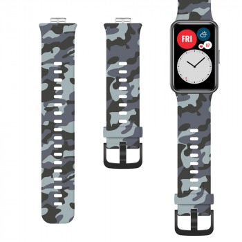 Силиконовый гипоаллергенный нескользящий ремешок текстура Камуфляж с металлической пряжкой для Huawei Watch Fit 