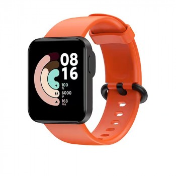 Силиконовый гипоаллергенный нескользящий ремешок с металлической пряжкой для Xiaomi Mi Watch Lite Оранжевый