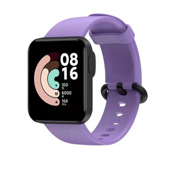 Силиконовый гипоаллергенный нескользящий ремешок с металлической пряжкой для Xiaomi Mi Watch Lite Фиолетовый