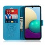Чехол портмоне подставка для Samsung Galaxy A02 с декоративным тиснением на магнитной защелке, цвет Синий