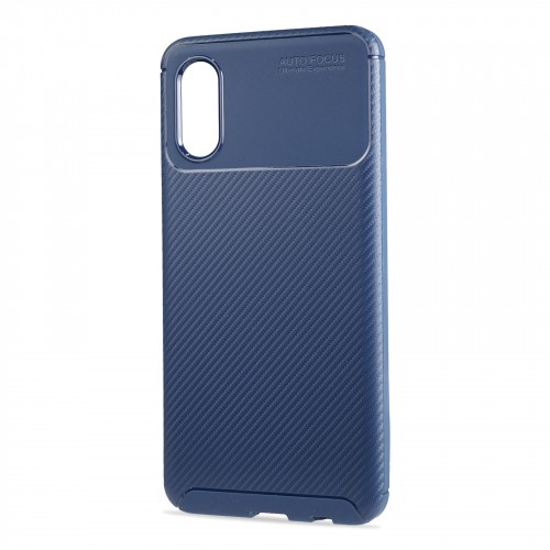 Матовый силиконовый чехол для Samsung Galaxy A02 с текстурным покрытием карбон, цвет Синий