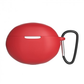 Силиконовый матовый противоударный чехол с карабином для Huawei FreeBuds 4i  Красный