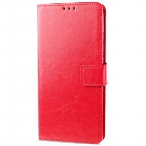 Глянцевый водоотталкивающий книжка портмоне подставка с отсеком для карт на магнитной защелке для OPPO A54 Красный