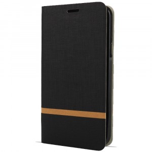 Флип чехол-книжка для Realme 8 с текстурой ткани и функцией подставки Черный