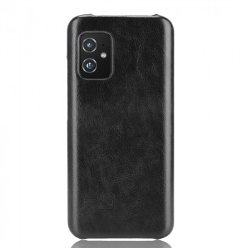 Пластиковый непрозрачный матовый чехол с текстурным покрытием Кожа для ASUS ZenFone 8  Черный