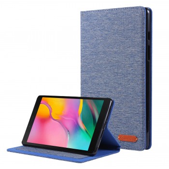 Чехол книжка подставка на непрозрачной силиконовой основе с тканевым покрытием для Samsung Galaxy Tab A7 lite  Синий
