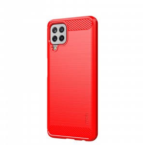 Матовый силиконовый чехол для Samsung Galaxy M22/A22 с текстурным покрытием металлик Красный