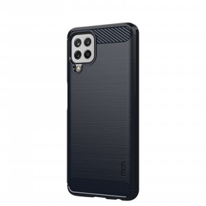 Матовый силиконовый чехол для Samsung Galaxy M22/A22 с текстурным покрытием металлик Черный