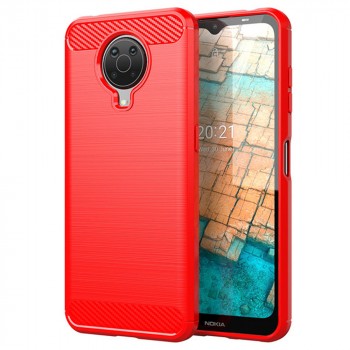 Матовый силиконовый чехол для Nokia G10/G20 с текстурным покрытием металлик Красный