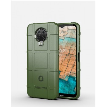 Противоударный двухкомпонентный силиконовый матовый непрозрачный чехол с поликарбонатными вставками экстрим защиты с текстурным покрытием Клетка для Nokia G10/G20 Зеленый