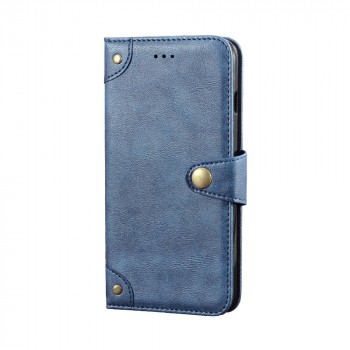 Винтажный книжка портмоне подставка на силиконовой основе с отсеком для карт на крепежной застежке для ASUS ROG Phone 5  Синий