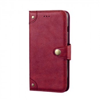 Винтажный книжка портмоне подставка на силиконовой основе с отсеком для карт на крепежной застежке для ASUS ROG Phone 5  Красный