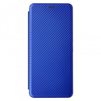 Книжка флип текстура Карбон на силиконовой основе с отсеком для карт для ASUS ROG Phone 5  Синий