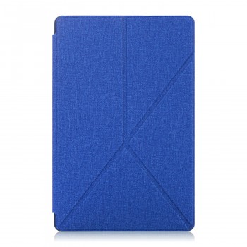 Оригами чехол книжка подставка на непрозрачной силиконовой основе с тканевым покрытием для Samsung Galaxy Tab S7 FE  Синий