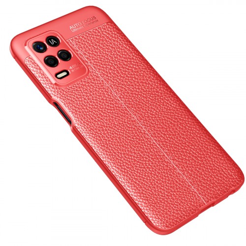 Силиконовый матовый непрозрачный чехол с текстурным покрытием Кожа для Realme Narzo 30/Realme 8 5G, цвет Красный