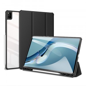 Сегментарный чехол книжка подставка на непрозрачной силиконовой основе с транспарентной накладкой с отсеком для стилуса для Huawei MatePad Pro 12.6 (2021)  Черный