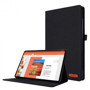 Чехол книжка подставка на силиконовой основе с крепежом для стилуса и тканевым покрытием для Huawei MatePad Pro 10.8 (2021)  Черный