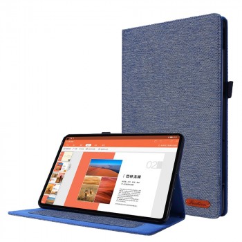 Чехол книжка подставка на силиконовой основе с крепежом для стилуса и тканевым покрытием для Huawei MatePad Pro 10.8 (2021)  Синий