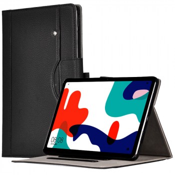 Чехол книжка подставка с рамочной защитой экрана, крепежом для стилуса, магнитной защелкой, отсеком для карт и поддержкой кисти для Huawei MatePad 11 (2021)  Черный