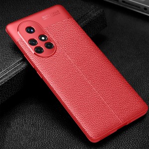 Силиконовый матовый непрозрачный чехол с текстурным покрытием Кожа для Huawei Nova 8 Красный
