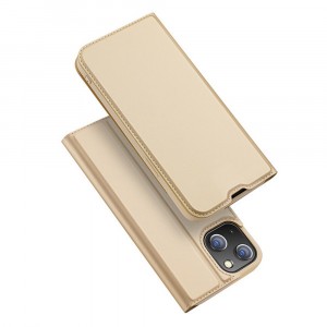 Магнитный флип чехол-книжка для Iphone 13 Mini с функцией подставки и с отсеком для карт Бежевый