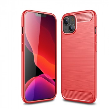 Матовый силиконовый чехол для Iphone 13 с текстурным покрытием металлик Красный