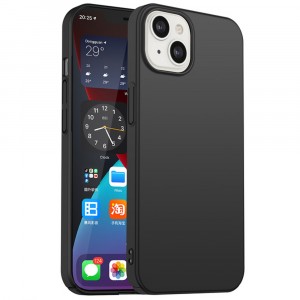 Матовый пластиковый чехол для Iphone 13 с улучшенной защитой торцов корпуса Черный