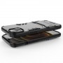 Сверхпрочный противоударный чехол для Iphone 13 с текстурой металлик и ножкой подставкой, цвет Черный