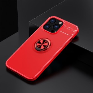 Силиконовый матовый чехол для Iphone 13 Mini с встроенным кольцом-подставкой-держателем Красный