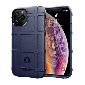 Силиконовый матовый непрозрачный чехол с текстурным покрытием Клетка для Iphone 13 Pro Max Синий