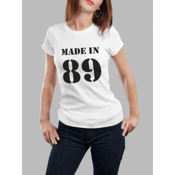 Женская футболка с принтом Made in 89 Белый Белый Белый Белый Белый