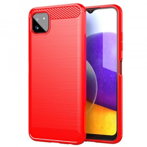 Силиконовый матовый непрозрачный чехол с текстурным покрытием Металлик для Samsung Galaxy A22s 5G  Красный