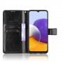 Глянцевый водоотталкивающий книжка портмоне подставка на силиконовой основе с отсеком для карт на магнитной защелке для Samsung Galaxy A22s 5G , цвет Черный