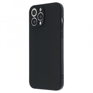 Силиконовый матовый непрозрачный чехол с нескользящим софт-тач покрытием для Iphone 13 Pro Max Черный